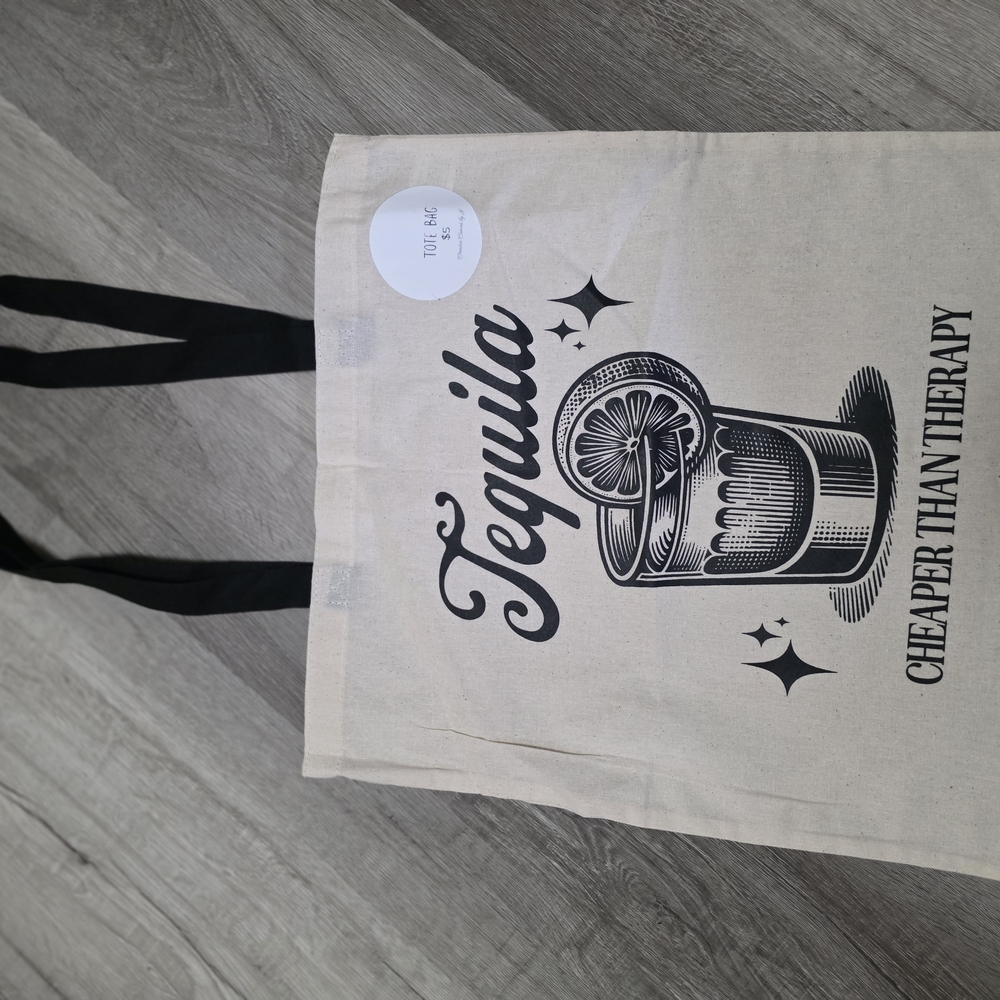 Tequila Tote Bag with Black Handles